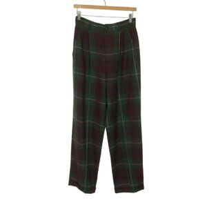 Ralph Lauren Vintage Womens Size 6 Wide Leg Plaid Stripe Pure Wool Trouser Pants
